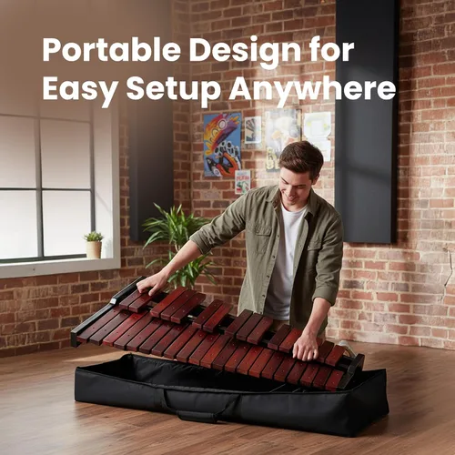 Vista 7 de Gearlux Xilófono de madera de 37 teclas con mazos, soporte ajustable y bolsa de concierto