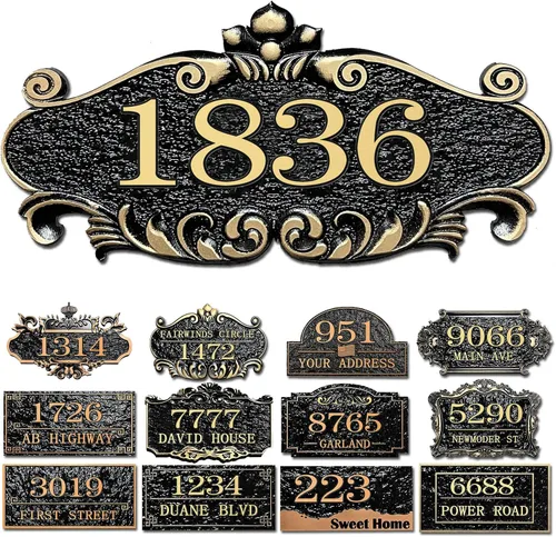 Vista 26 de Placa personalizada de dirección de casa, letrero de dirección de nombre de calle personalizado para números de casa, placa para buzón de garaje