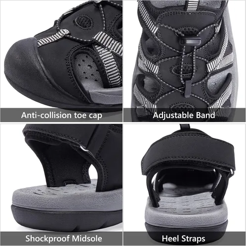 Vista 4 de CAMELSPORTS Sandalias de senderismo para hombre, puntera cerrada, sandalias de playa al aire libre, impermeables, deportivas para pescador, zapatos