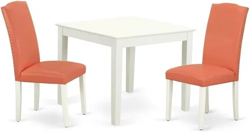 Vista 19 de East West Furniture OXEN5-LWH-57 - Juego de mesa y sillas de cocina de 5 piezas, incluye una mesa de comedor cuadrada y 4 sillas de comedor Parsons