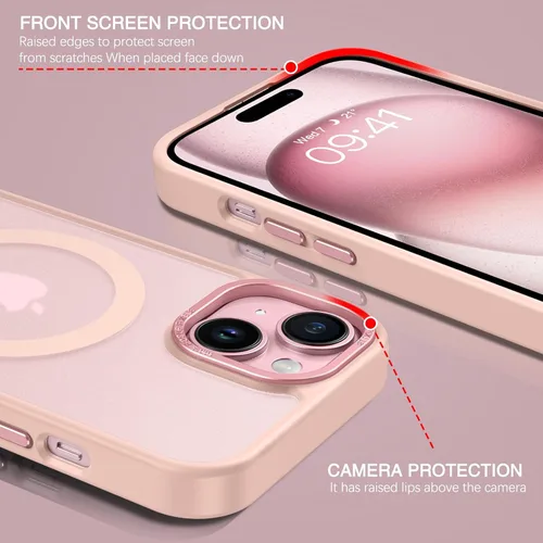 Vista 8 de BENTOBEN Funda para iPhone 15, funda para iPhone 15 compatible con MagSafe, funda magnética mate translúcida a prueba de golpes para mujeres