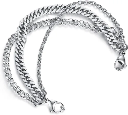 Vista 4 de LinnaLove Cadena intercambiable de acero inoxidable para pulseras de identificación de alerta médica para mujeres y hombres, No es una piedra