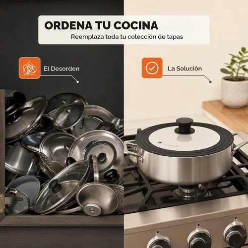 Vista 3 de Tapa universal para ollas, sartenes y sartenes de 7.5 a 9.5 pulgadas, tapa