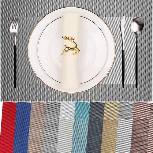 Vista 33 de Manteles individuales de vinilo resistentes al calor, lavables, fáciles de limpiar, manteles individuales de plástico para cocina, mesa de comedor