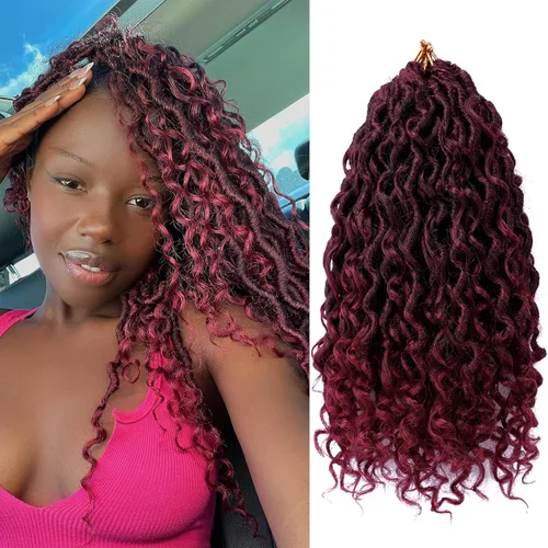 Vista 16 de 8 pulgadas Goddess Faux Locs pelo de ganchillo para mujer negro 7 paquetes de rastas estilo bohemio río para mujeres niños cabello pre rizado