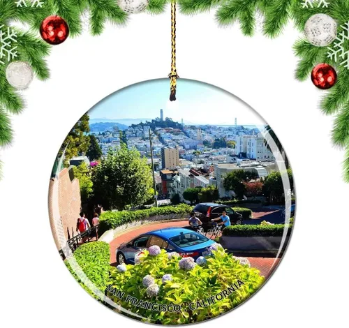 Vista 39 de California San Francisco 16 Avenue Tiled Steps USA Christmas Tree Ornamento Decoración Colgante Colgante Decoración Ciudad Viaje Souvenir Colección