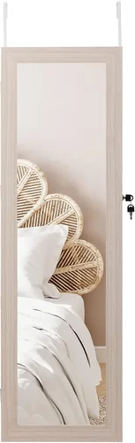 Vista 8 de HollyHOME Armario de joyería con espejo de longitud completa cabidor detrás de la puerta para colgar en la pared organizador Jewrey con arete