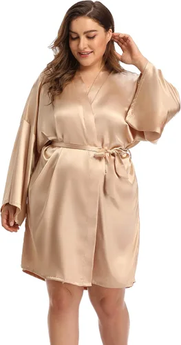 Vista 2 de Women's Satin Robes Silk Short Kimono Lightweight Bathrobe Silky Bride Bridesmaids for Wedding Gift Sleepwear
