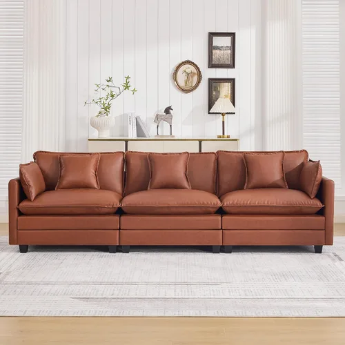 Vista 50 de Sofá modular en forma de nube de 113 pulgadas, sofás de asiento profundo de gran tamaño para sala de estar, sofá modular tapizado de chenilla
