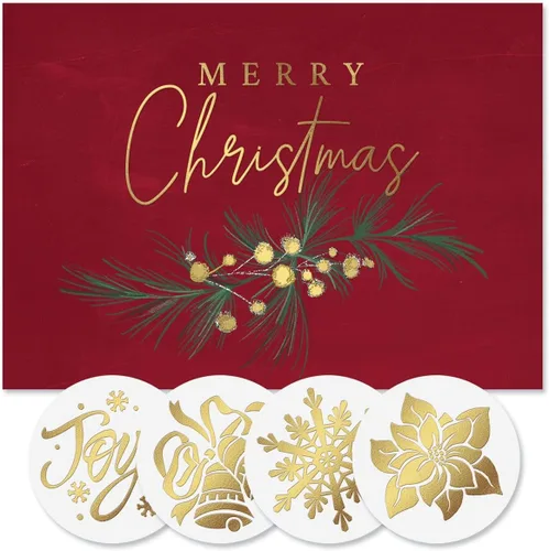 Vista 6 de Tarjetas de Navidad con imágenes coloridas azules de Colorful Images con sellos de sobres a juego, juego de 24 tarjetas, 5 x 7 plegadas, paquete