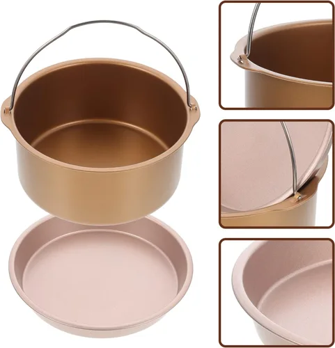 Vista 9 de Freidora de aire para pizza, hornear pastel, soporte de metal antiadherente, universal, accesorio para freidora de aire para queso, mousse