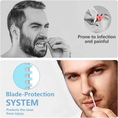 Vista 6 de Cortador de pelo nasal 2 en 1, recortador manual de doble cara con cepillo, cuchillo de nariz giratorio de 360° para hombres y mujeres, herramienta