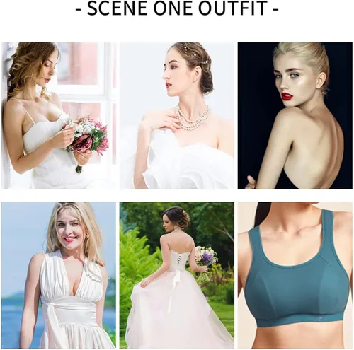 Vista 6 de Rose Charel Sujetadores adhesivos para mujer sin espalda adhesivos invisibles con efecto push up 2 pares de sujetadores mágicos reutilizables sin