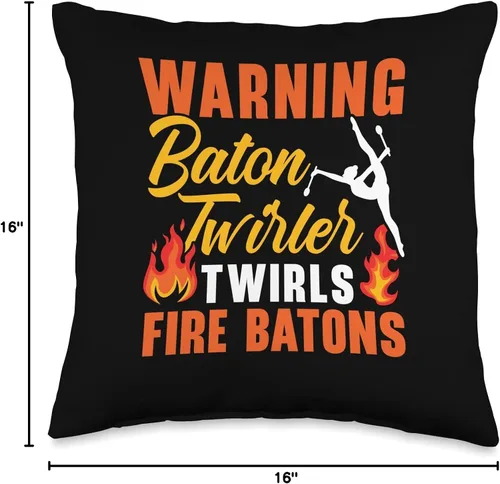 Vista 4 de Majorette Gymnastic Dancing Baton Twirl Warning Twirler Fire Baton - Almohada giratoria, 16 x 16 pulgadas, multicolor