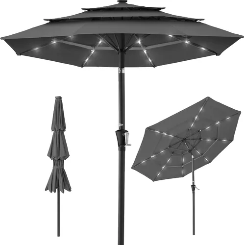 Vista 30 de Best Choice Products - Sombrilla solar de 10 pies de 3 niveles para patio, sombrilla de sol para exteriores, mercado, patio trasero, terraza, junto
