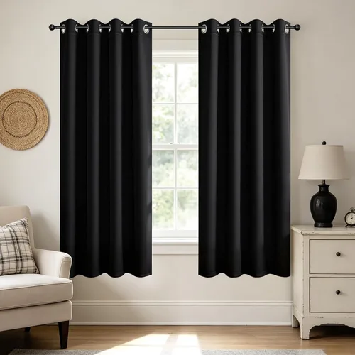 Vista 47 de Joydeco Cortinas opacas para dormitorio de 72 pulgadas de largo, 2 paneles de cortinas con aislamiento térmico para oscurecer la habitación