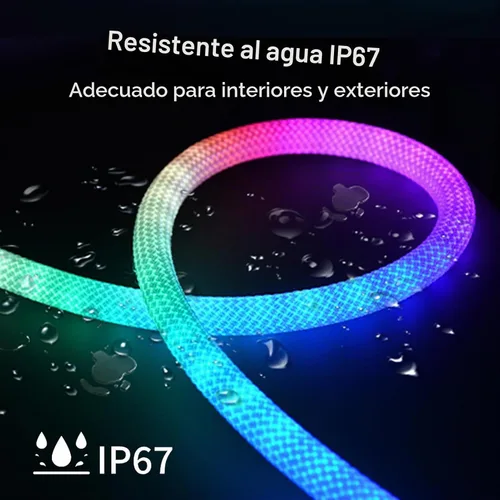 Vista 2 de Cuerda de luces LED, tira de luces LED de neón de 9.84 pies con luminosa de 360 grados, 5 V USB flexible IP67, impermeable, sincronización