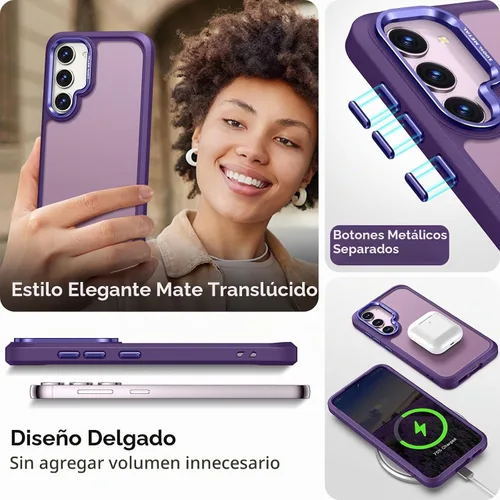 Vista 6 de Rayboen Funda mate para Samsung Galaxy S23, color morado Púrpura mate