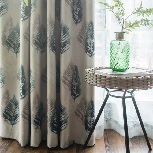 Vista 8 de VOGOL Cortinas opacas tropicales de 63 pulgadas de largo, con patrón vívido de hojas de palmera, cortinas de oscurecimiento de habitación para sala