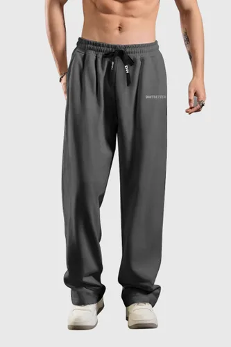 Vista 2 de HHZ Pantalones holgados de algodón para hombre, holgados, para yoga, gimnasio, entrenamiento, con bolsillos, parte inferior abierta, pierna ancha