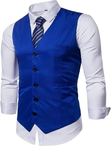 Vista 2 de AOYOG - Chaleco formal de negocios de hombres para traje o esmoquin