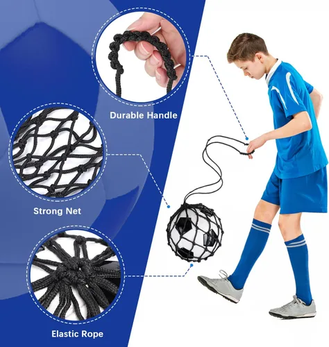Vista 3 de TOBWOLF Football Kick Trainer, Soccer Return Trainer Net Fits Ball Size 3, 4, 5, Hands-Free Soccer Kick Throw Training Aid