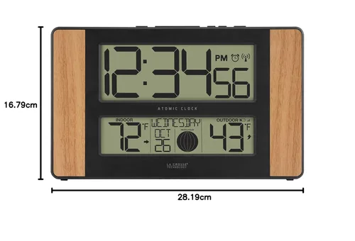 Vista 9 de La Crosse Technology 513 – 1417 Atomic reloj digital con temperatura exterior, acabado en roble