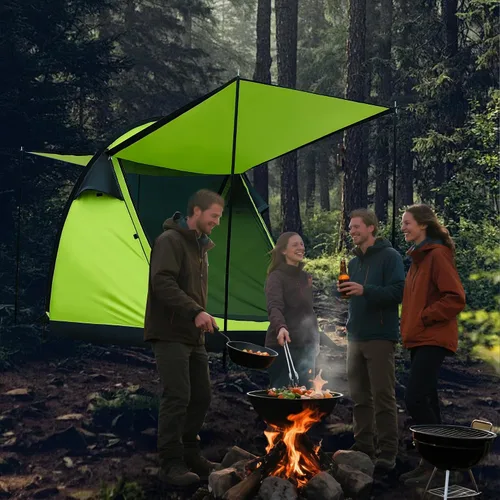 Vista 9 de Revolucionaria tienda ultraligera de un solo polo para 4 personas: ventilación de doble puerta, diseño espacioso y solución económica para acampar