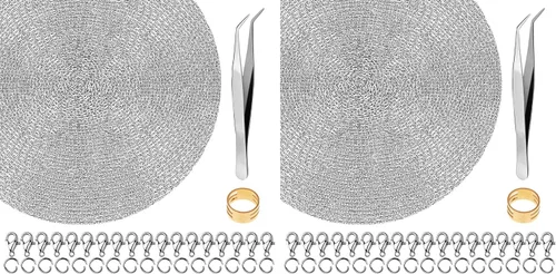 Vista 8 de Cadenas de 15 metros de acero inoxidable para hacer joyas, Anezus Cadena de joyería a granel, Cadenas metálicas pequeñas con 100 anillos de salto