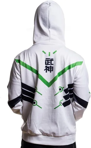 Vista 4 de Rulercosplay Overwatch Sudadera con capucha a la moda Genji Negro Blanco Sudadera con capucha Cosplay - Para niños
