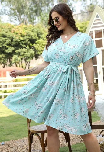 Vista 2 de Nemidor NEM295 - Vestido casual de verano para mujer, con estampado floral y bolsillos