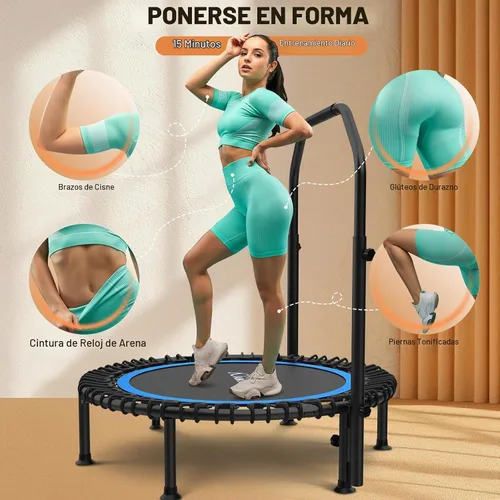 Vista 8 de ANCHEER Minitrampolín plegable de 40"/48", carga máxima de 450 libras/550 libras para interiores, con mango de espuma ajustable de 4 niveles
