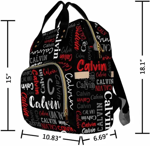 Vista 6 de Artsadd Bolsos para pañales personalizados con nombre, mochila monograma, regalos para baby shower, pattern 01, Tamaño único, Mochilas Daypack
