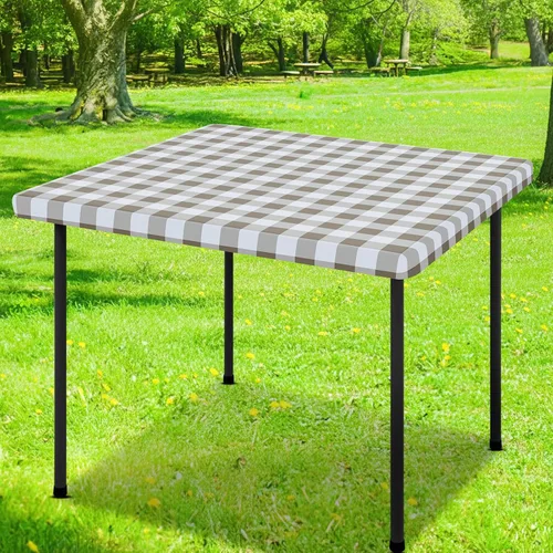Vista 31 de Smiry Mantel cuadrado de pícnic, manteles de vinilo elásticos impermeables, fundas de mesa de lana cuadriculada con parte trasera de franela
