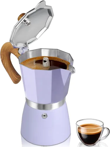 Vista 14 de Cafetera de café para estufa, cafetera de expreso de 3 tazas, olla de moka de aluminio, percolador de 5 oz 150 ml, fácil de preparar para estufas