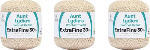 Vista 32 de Aunt Lydia Classic Crochet - 3 unidades de 350y/1,049.9 ft - Natural Tamaño 10 3 capas 100% algodón mercerizado hilo de ganchillo para tapetes