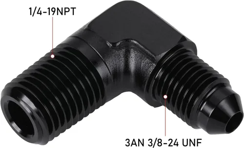 Vista 2 de 3AN macho Flare a 1/4 NPT tubo macho 90 grados codo adaptador unión aluminio negro