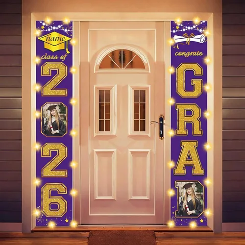 Vista 19 de Decoraciones personalizadas para fiestas de graduación 2026 – Cartel de felicitación de graduación grande – Cartel de fondo de graduación