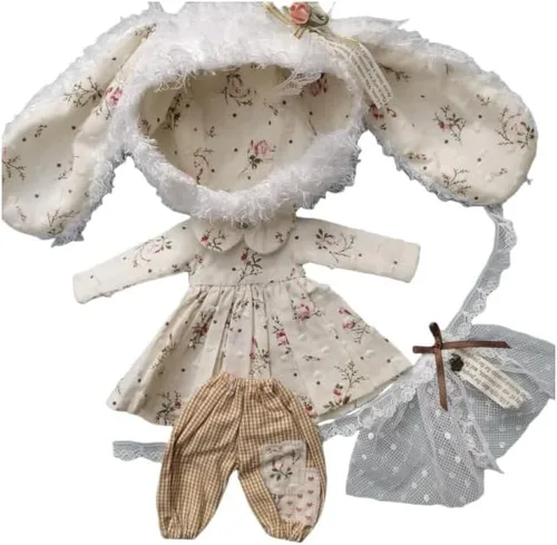 Vista 3 de Blythes Clothes OB22 OB24 Azone - Camisa de muñeca con sombrero de orejas largas, falda floral, pantalones casuales, vestido de monzón de verano