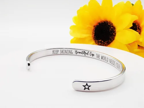 Vista 287 de Pulseras inspiradoras para mujer, joyería de acero inoxidable, con refranes, pulsera motivacional con mensaje oculto, pulseras grabadas para mejor