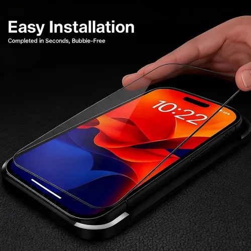 Vista 5 de OAproda Protector de pantalla para iPhone 15 Pro Max, vidrio templado 9H+ de grado militar, protección inastillable de 12 pies, fácil instalación