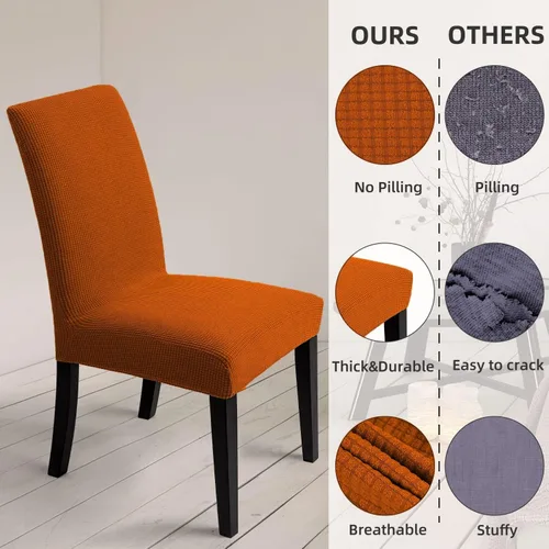 Vista 4 de Fundas para sillas de comedor, fundas elásticas para sillas de asiento decorativo, sin brazos, extraíbles, lavables, elásticas, universales