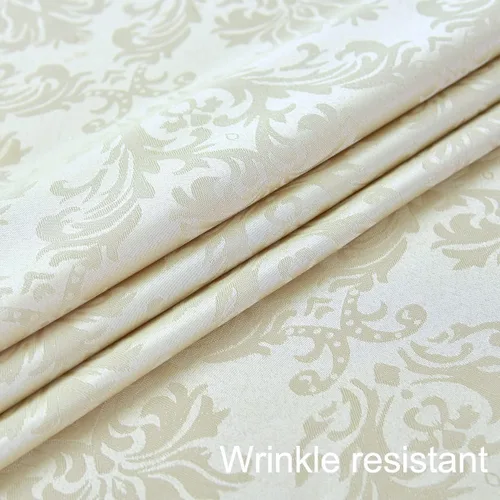 Vista 4 de SASTYBALE - Mantel rectangular de 52 x 52 pulgadas de damasco beige crema, diseño jacquard, resistente a las salpicaduras, a las arrugas