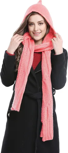 Vista 7 de Bellady Bufanda con capucha de punto de invierno Negro