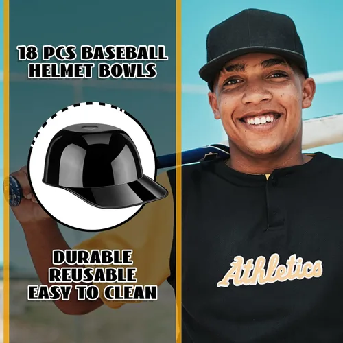 Vista 7 de Baderke Cuencos para gorra de béisbol de postre de helado, tazón de 8 onzas, mini tazones para casco, vasos de plástico para suministros de fiesta