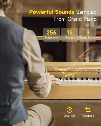 Vista 4 de Donner OURA R300 Piano de Teclado Ponderado de 88 Teclas para Avanzados, Piano Digital para el Hogar con 88 Teclas de Martillo Graduado, Bluetooth