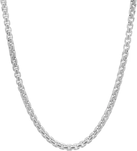 Vista 4 de The Bling Factory 3.5mm Solid .925 Sterling Silver Square Box Chain Necklace