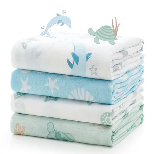 Vista 12 de Momcozy Mantas de muselina para bebé, suaves y sedosas de 47 x 47 pulgadas, mantas transpirables para envolver al recién nacido, para niños y niñas
