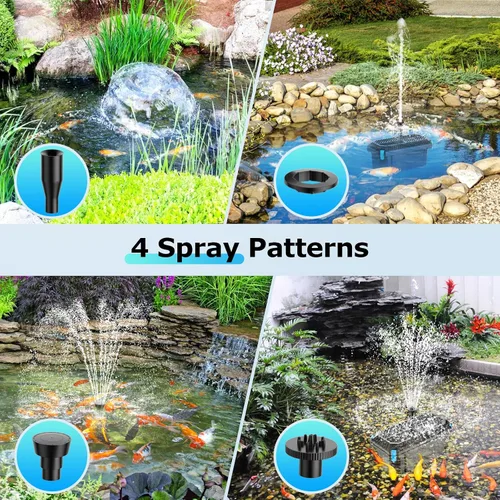 Vista 6 de POPOSOAP Filtro solar para estanque con bomba de fuente, bomba de agua de 20 W y filtros de estanque para estanques al aire libre, pecera, jardín
