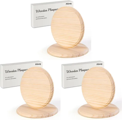 Vista 8 de Pllieay 2 placas redondas de madera de 5 pulgadas para manualidades y decoración del hogar